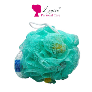 Legise Exfoliating Bath Loofah with Soft Mesh & Built-in Sponge – Green Shower Puff for Deep Body Cleansing & Gentle Skin Exfoliation (Large)