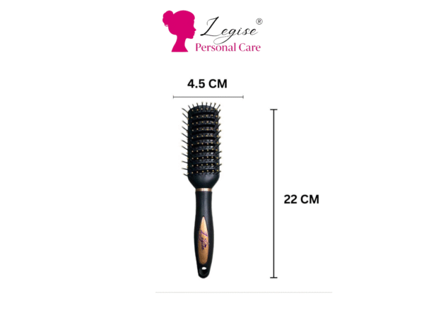 Legise Mini Black Curved Flat Hair Brush – Compact Anti-Slip Detangling Brush for All Hair Types - Image 3