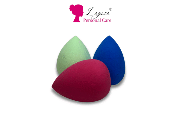 Legise Beauty Blender Set of 3 (Red, Green, Blue) – Teardrop Makeup Sponges for Flawless Blending | Latex-Free, Soft & Reusable