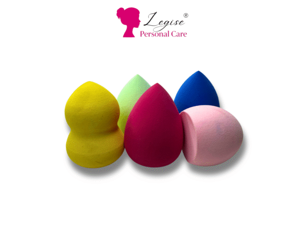Legise Beauty Blender Set of 5 (Blue, Green, Red, Yellow, Pink) – Multi-Shape Latex-Free Makeup Sponges for Blending, Contouring & Highlighting