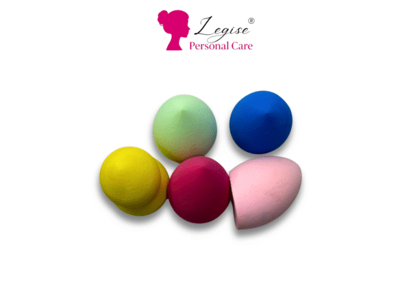Legise Beauty Blender Set of 5 (Blue, Green, Red, Yellow, Pink) – Multi-Shape Latex-Free Makeup Sponges for Blending, Contouring & Highlighting - Image 2
