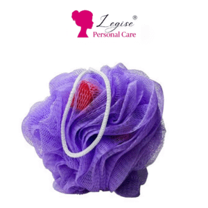 Legise Exfoliating Bath Loofah with Soft Mesh & Built-in Sponge – Purple Shower Puff for Deep Body Cleansing & Gentle Skin Exfoliation (Large)