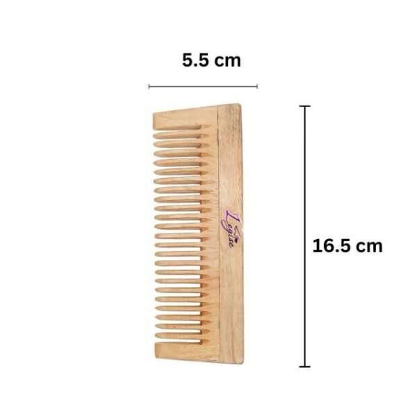Legise Handmade Neem Wood Comb | Boosts Hair Growth | Reduces Hair Fall | Natural Eco-Friendly Hair Comb - Image 2