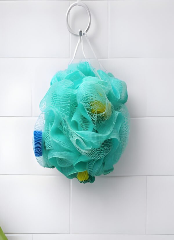 Legise Exfoliating Bath Loofah with Soft Mesh & Built-in Sponge – Green Shower Puff for Deep Body Cleansing & Gentle Skin Exfoliation (Large)
