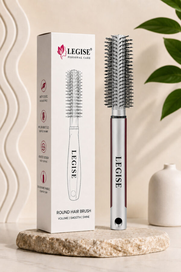 Legise silver round hair brush professional blow dry styling brush