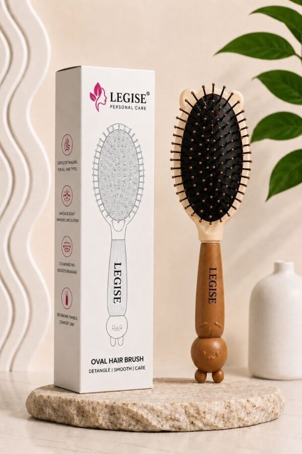Legise brown anti-static paddle hair brush for daily use
