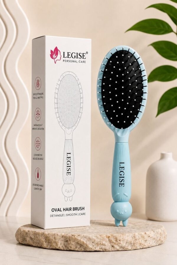 Legise blue anti-static oval hair brush ball-tip daily detangler