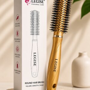 Legise golden round hair brush premium gold finish blow dry brush