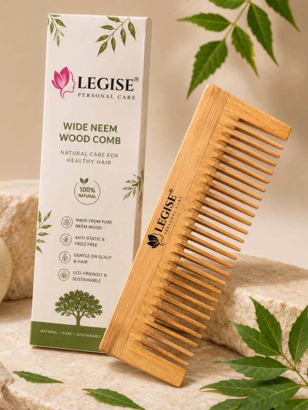 Legise Handmade Neem Wood Comb | Boosts Hair Growth | Reduces Hair Fall | Natural Eco-Friendly Hair Comb