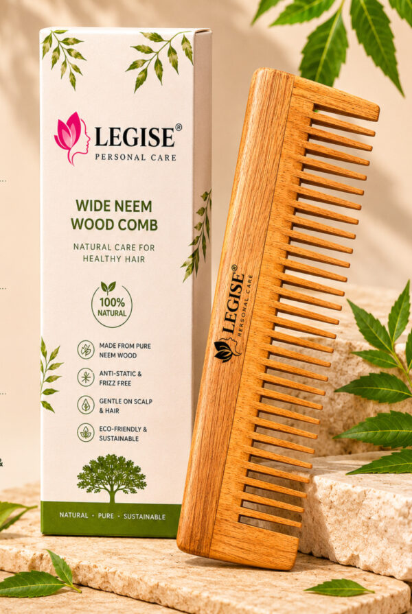 Legise Premium Neem Wood Comb | Hair Growth & Scalp Health | Anti-Dandruff | Eco-Friendly Hair Care Tool
