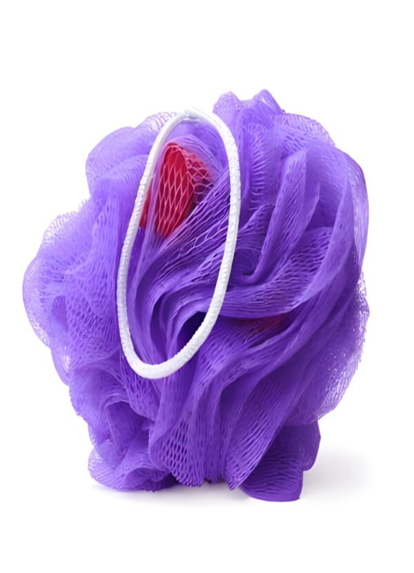 Legise Exfoliating Bath Loofah with Soft Mesh & Built-in Sponge – Purple Shower Puff for Deep Body Cleansing & Gentle Skin Exfoliation (Large)